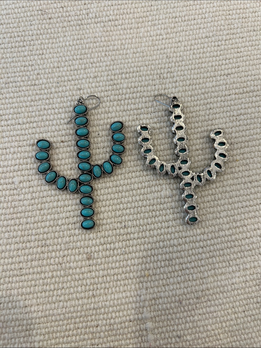 Turquoise Cactus Dangle Earrings - Picture 5 of 5
